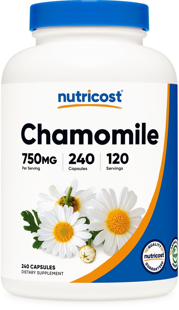 Chamomile Nutricost 750mg, 240 Capsules Vegetarian, 120 Servings - Non-GMO, Gluten Free