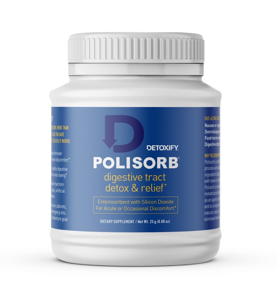 Detoxify Polisorb Digetical Tract Cleanse - Silicon Dioksida Detox Minuman untuk Kesehatan Gut, Attenach Comfort & Cleansing, Campuran dengan Air, Juice, Tea - Keluarga-Frily, 2 Tbsp Serving for Dewasa