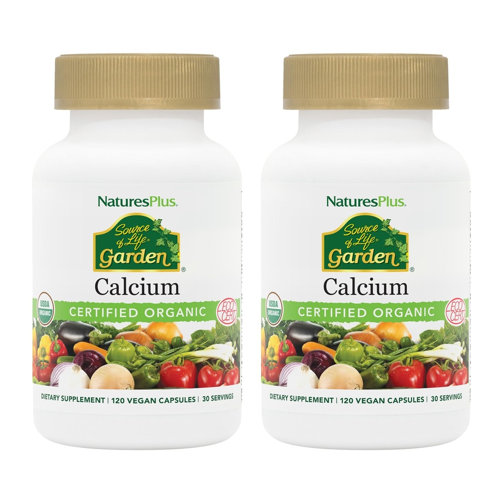Sumber NaturesPlus dari Life Garden Calcium - 120 Vegan Capsules, Paket 2 - Vegetarian, Gluten Bebas, Sertifikasi Organik - 60 Total Pelayan