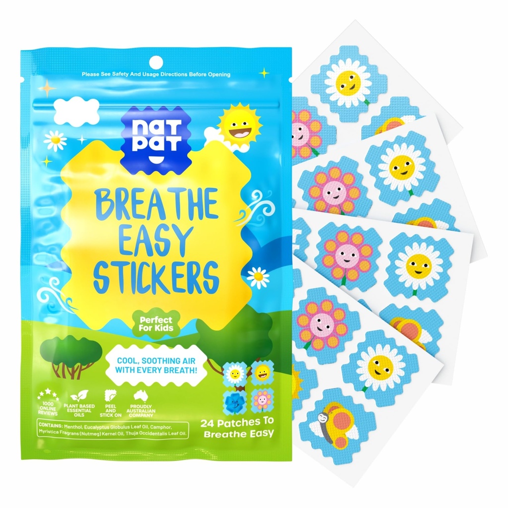 NATpat Breathe Stickers Mudah - Stuffy Patch untuk Anak-anak dan Dewasa - Semua-Alam Dingin dan Alergi untuk Konsumsi, Kimia dan Narkoba Bebas - BuzzPatch Natural Patch (24 Pack)