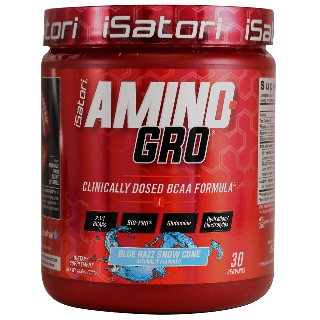 iSatori Amino- GRA Bio-Active Peptides for Muscle Growth & Post Workout Recovery, Blue Razz Snow Cone (30 Pelayan)