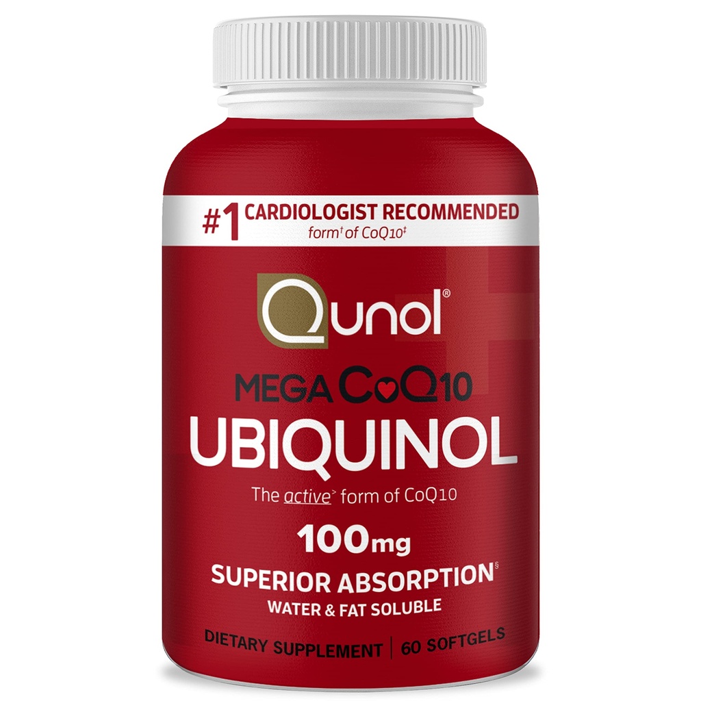 Quhol Ubiquinol CoQ10 100mg Softgels, Mega Ubiquinol 100mg - Superior Absorpsi - Formasi Aktif Koenzim Q10 untuk Tekanan Hati & Kesehatan Tekanan Darah - Tingkat Darah 2 Bulan