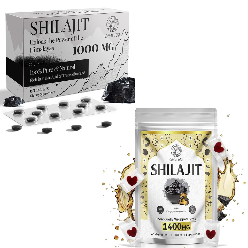 1400 MG Shilajit 60 Gummies dengan 1000 MG Shilajit tablet 60 Count