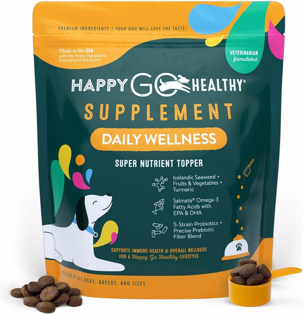 Suplemen Harian Wellness untuk Dogs 124; Probiotic & Prebiotic Benefit with Fish Oil & Seaweed to Keep Your Dog Beaming All Day Long 124; All Breeds and Sizes Al124; 120 Count