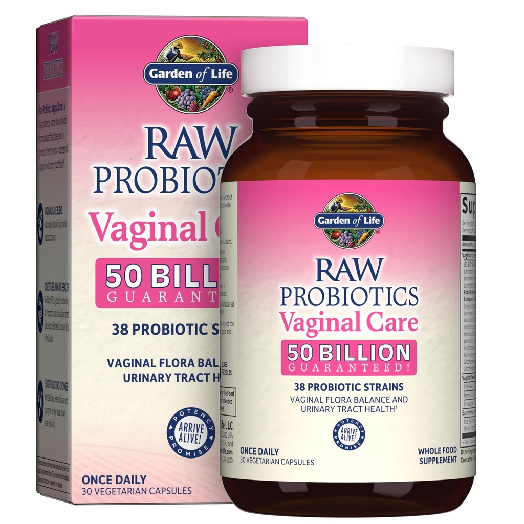 Garden of Life Raw Prograinal Vaginal Care - 50 Milyar CFU - 38 Strain Probiotik - Supports Vaginal & Urinary Tract Health * - 30 Vegetarian Capsules