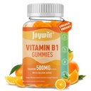 Vitamin B1 Gummies 500mg, Tambahan Thiamine B1 Chewable untuk Orang dewasa, dengan 600mg Kalsium Citrate, Dukung Sistem Gugup, Vegan, Orkey Flavor Alam