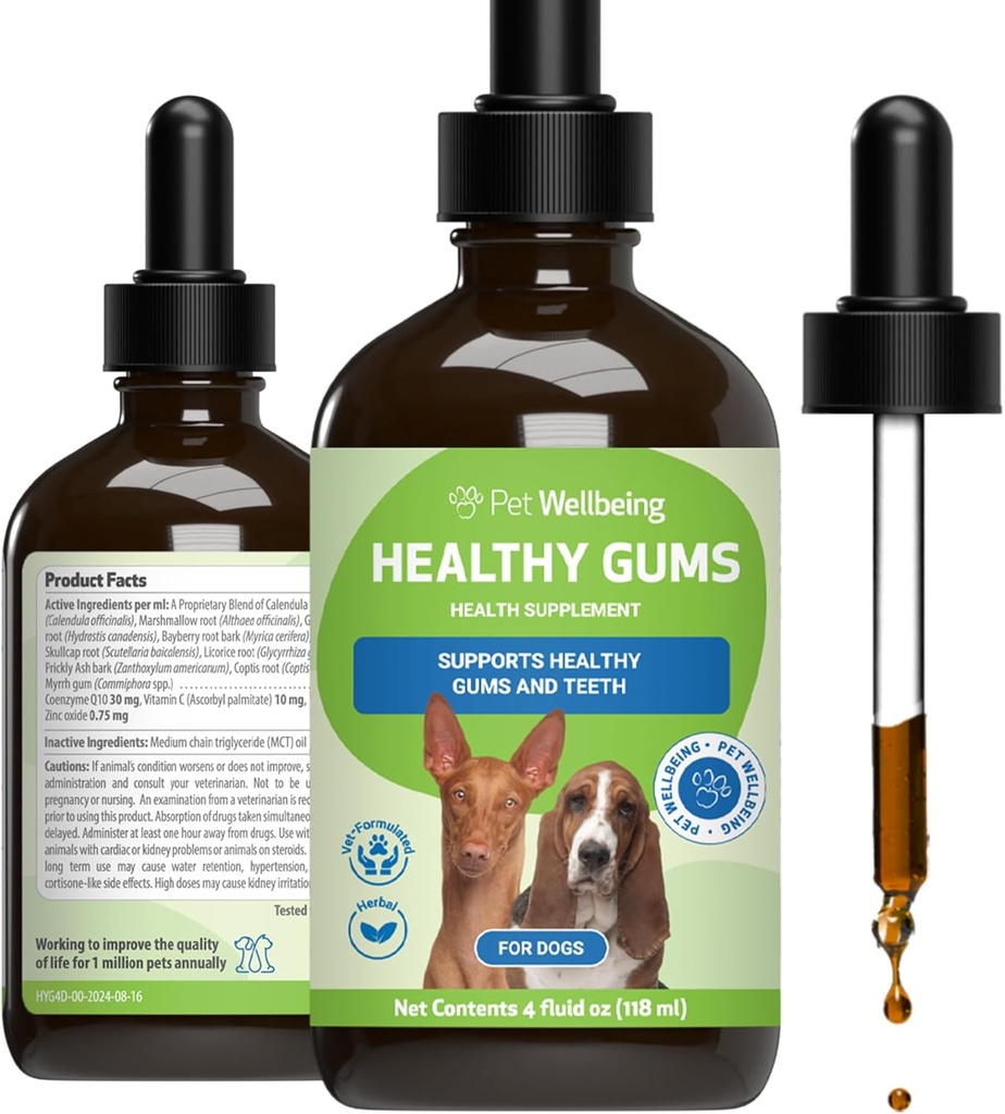 Pet Wellsing Heally Gums for Dogs - Gums & Dental Heal Care, Healthy Breath, Coenzim Q10, Zinc Oxide, Calendula, Marmmarllow Root - Veterinian-Formulated Holistic Topical 4 oz (118 ml)