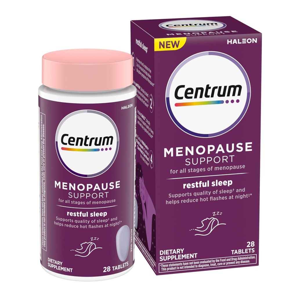 Sentrum Restful Sleep Menopause Tablet Dukungan, Tambahan dengan Clinically Studied DailyZz dan GeniVida, 28 Count