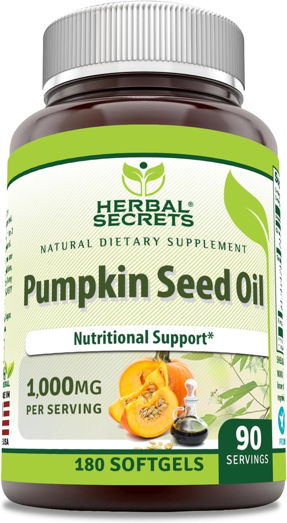 Herbal Rahasia Benih Pumpkin 1000 Mg Tambahan 124; 180 Softgels 124; Non-GMO 124; Gluten Free 124; Dibuat di AS