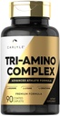 Carlyle Tri- Amino L- Arginine L- Orniyoury L- Lysine Supplemen 124; 90 Caplets 12.4; Vegetarian, Non- GMO, Gluten Bebas