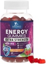 Gummies Energi 1000mcg - dengan Vitamin B12, Green Tea Natural Caffeine Dukungan, Daily Energy Gummies - Delicious Berry Flavor B12 Exercise Chelable Suppplies for Running Cycling & Sports - 60 Chews