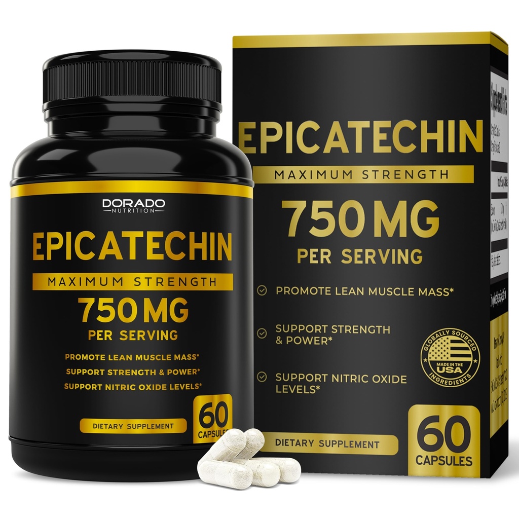 Epicatchin Extract 750mg Per Serving - (60 Kapsul) - Pendukung Otot Lean, Nitric Oxide, Myostatin Inhibitor, Stamina, Endurance, Pompa & Gains - Non-GMO & Vegan Tambahan - (60 Count)