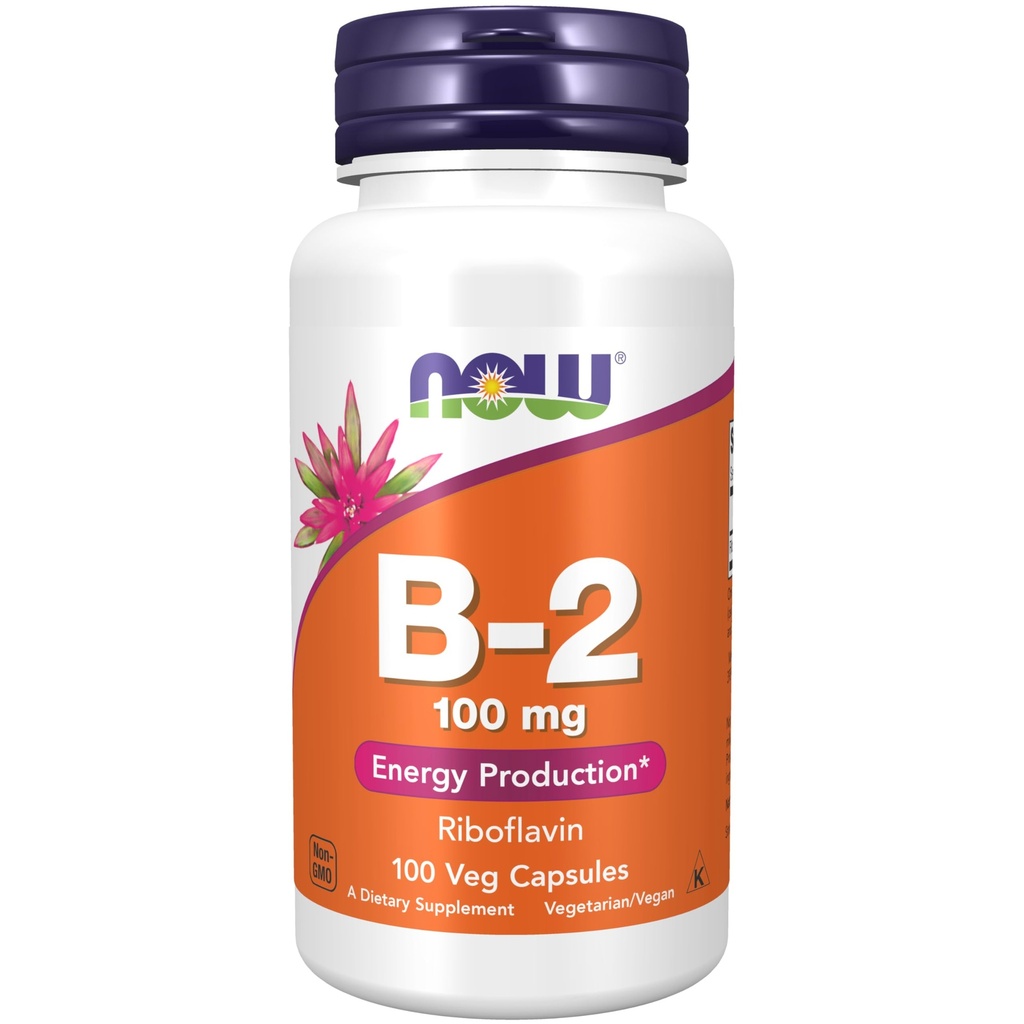 Sekarang suplemen Makanan, Vitamin B-2 (Riboflavin) 100 mg, Produksi Energi *, 100 Veg Capsules