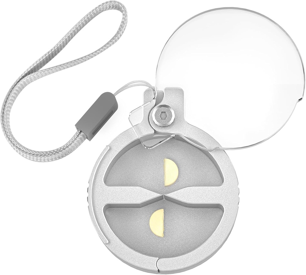 Durable Pill Splitter, Precise Dual- Blade Aluminum Pil Cutter untuk Small & Large Pills, Compact Pill Case dengan Lanyard untuk Travel, Daily Use