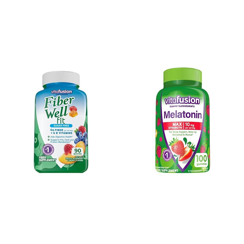 Vitafusion Fiber Well Fit Gummies 90 Count and Max Strength Melonalin Gummies 100 Count
