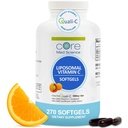 Lipomal Vitamin C 1000mg by Core Science, 270 Softgels - None-GMO Natural Lipomal Vitamin C Suplemen Bahwa Promotes Heallean Skin - Imune System Booster untuk Dewasa, Formation Collagen