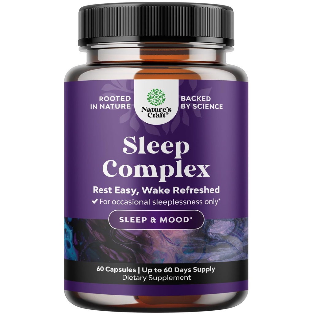 Nature Craft Natural Refreshing Sleep Formula - Dupport Healthy Reserve - Non Addictive Suplement - Magnesium L- Theanine GABA - Purest Herbal Ingreaints