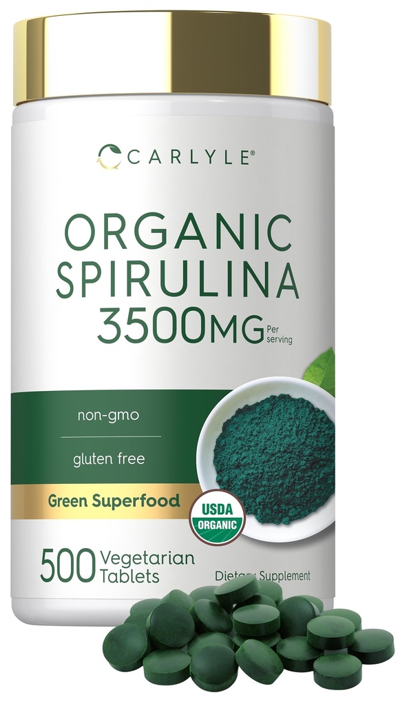 Carlyle Organic Spirulina Tablet 3500mg 124; 500 Count 124; Non-GMO & Gluten Free Suplemen