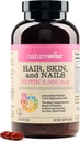 NatureWise Hair Skin dan Nails Vitamin, Biotin 5000mcg w / Hyaluronic Acid, Collagen for Women with C, B Complex, D3, A, E, Besi - NON-GMO, Gluten Free - 540 Softgels [6- Bulan Supply]