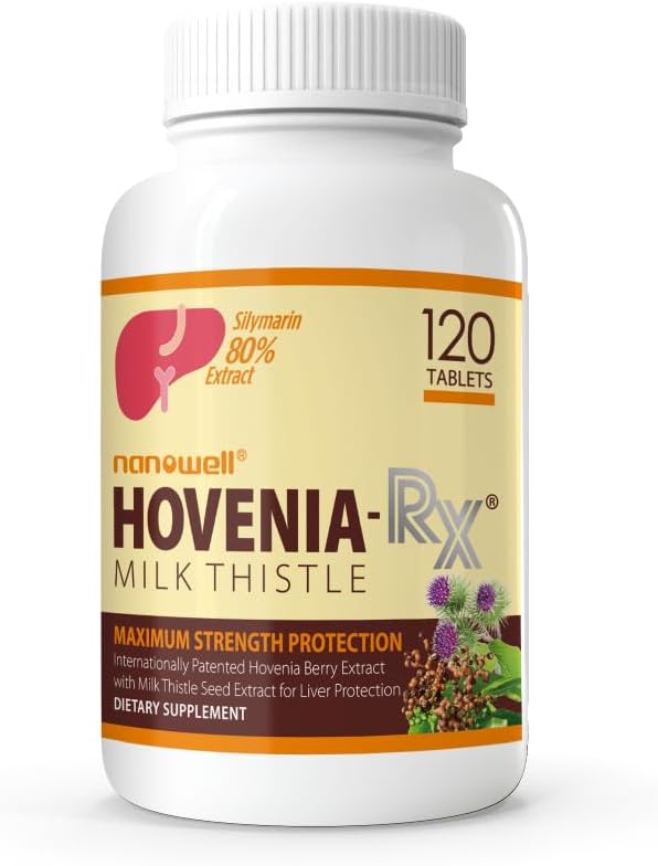 NANOWELL Hovenia- RX Milk Thistle - Liver Support dengan 80% Silymarin Milk Thistle Extract - 120 Tablet, 30 Day Suppply