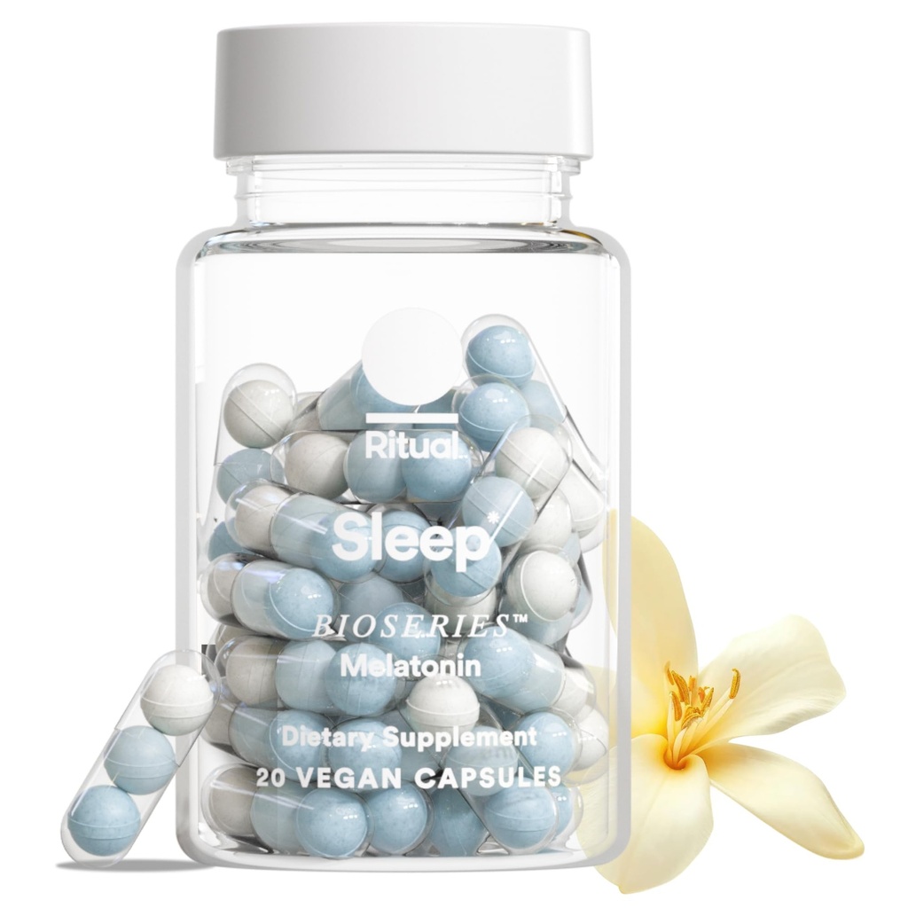 Ritual Tidur Melonalin 5mg - Sleep Aid Suplement - BioSeries Time Capsules Dirancang untuk All Night * Sleep Dukungan untuk Dewasa - Vegan - Bebas - Vanilla - 20 Kapsules - 20 Pelayan