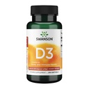 Swanson Vitamin D-3 5000 IU Bone Health Supune Dukung Fungsi Kesehatan D3 (kolefiferol) 125 mcg 250 Softgeels Count