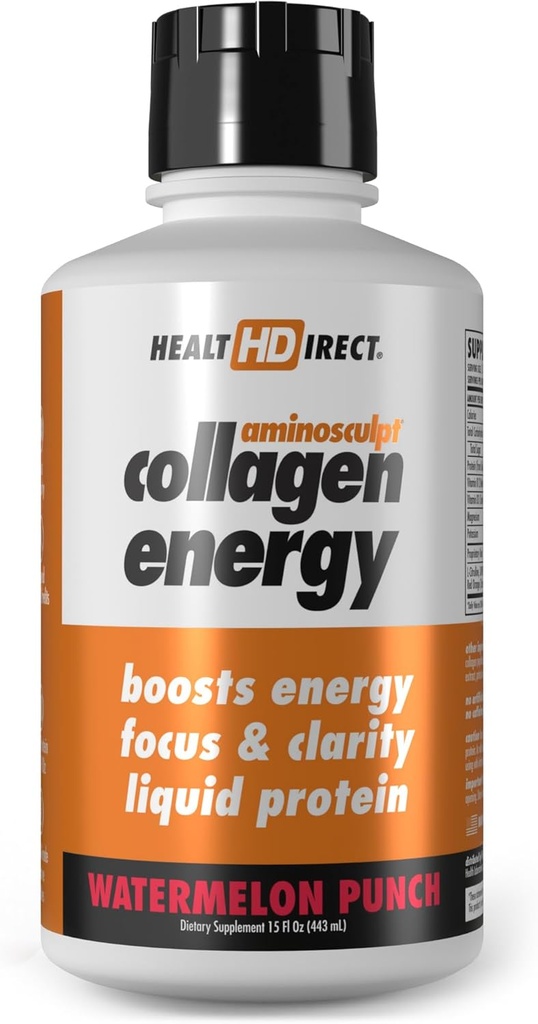 HEALTH DIRECT AminoSculpt Collagen Energy, Watermelon Potegate 15 fl oz Liqu