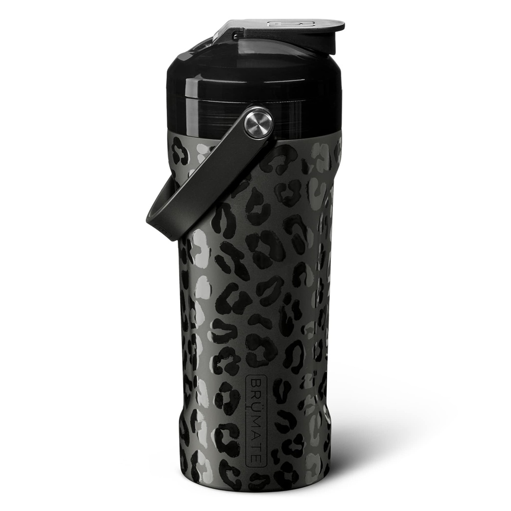 BrüMate MultiShaker Shaker Bottle 124; 100% Leakproof Insulated Stainless Steel 124; Pre Workout dan Protein Shaker Bottle untuk Gym 124z (Onyx Leopard)