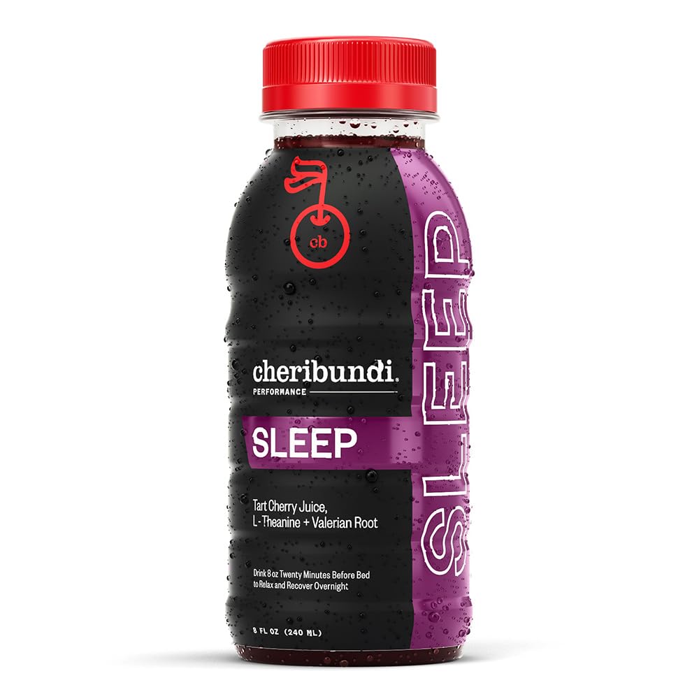 Akar dan Valerian Tart Cherry Sleep 124; Tart Cherry Juice dengan L- Theanine & Valerian Root 124; Athletes Recovery Drink = 12 Pack)