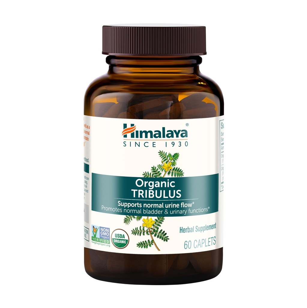Himalaya Tribulus Terrestris Organik - Herbal Tambahan untuk Bladder Control, Endurance Pria, Prostate, dan Libido Dukungan - Vegan, Non- GMO, Gluten Bebas, 688 mg, 60 Caplets