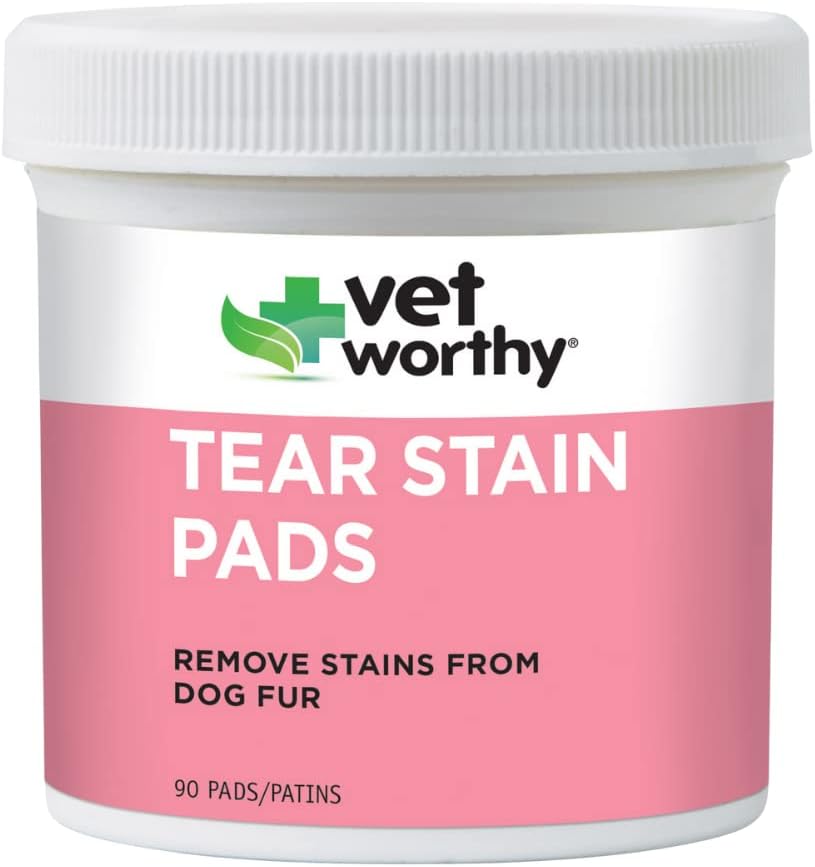 Tet Worthy Tear Stain Pads for Dogs - Solution Soaked Pads - Hapus Stains dari Dogs Fur - Lembut dan Aman - 90 Pads.