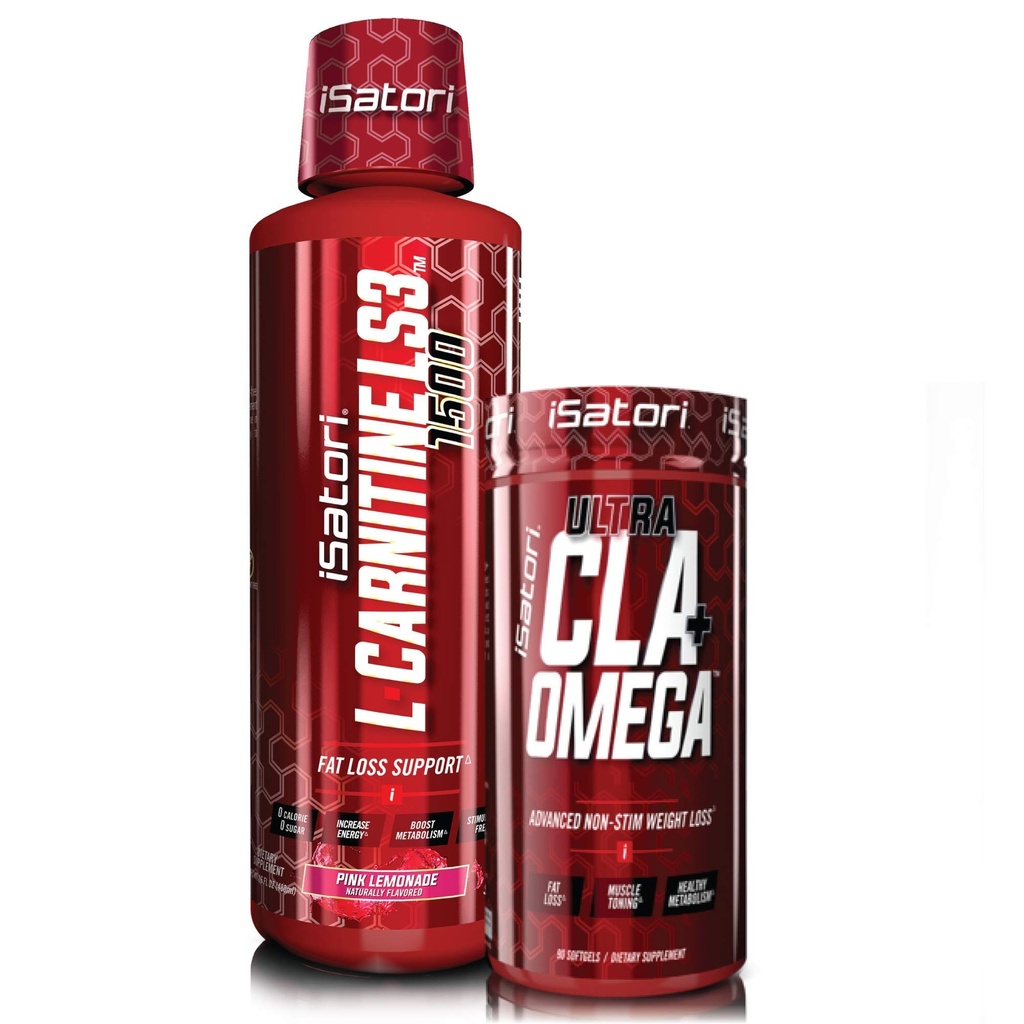iSatori L- Carnitine LS3 Pink Lemonade 1500mg (32 Servings) & iSatori Ultra CLA (90 Softgels)