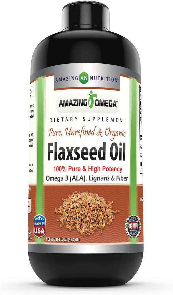 Amazing Omega Flaxseed Oil Supplemen 126 Omega 3, Lignans & Fiber 124; 16 Oz 14; Non-GMO 124; Gluten Free 124; Dibuat di USA