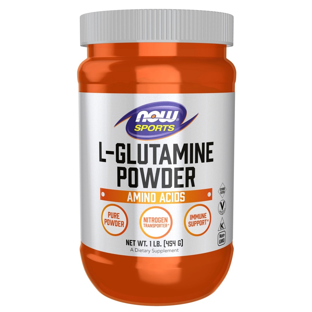 NOW Foods Sports Nutition, L-Glutamine Pure Powder, Nitrogen Transporter *, Acid Amino, 1-Pound