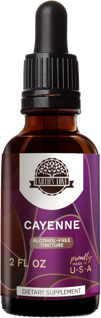Bumi 's Love - Cayenne Alcohol- Free Herbal Extract Tincture, Super- konsentrasi Cayenne (Capsicum anuum) Kering Pepper (2 Fl Oz)