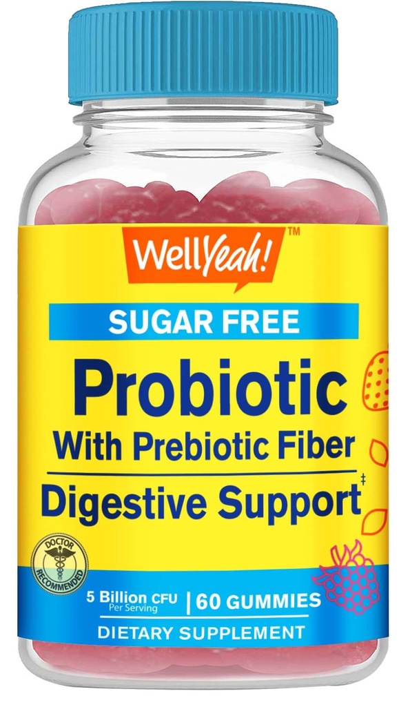 Sugar Free Probiotic Probiotic Kimmy (5 Milyar CFU) - Dukungan Digetical, Kesehatan Gut, dan Dukungan Vaginal - Shelf Stable Probiotic Gummy, Pregories dan Provinsi Perempuan dan Pria - 60 Cacah