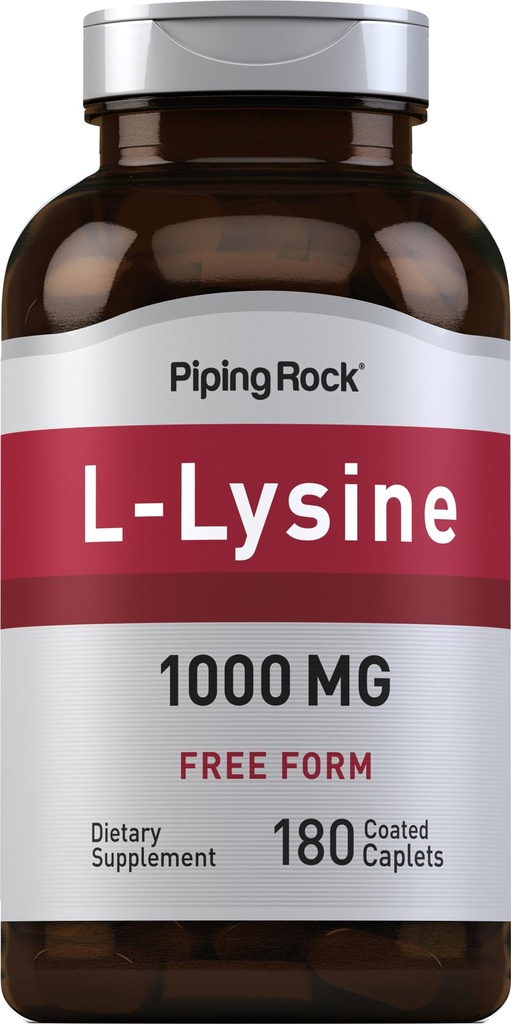 Piping Rock L-Lysine 100mg 124; 180 Caplets 124; Formulir Bebas 124; Vegetarian, Non-GMO, Gluten Bebas