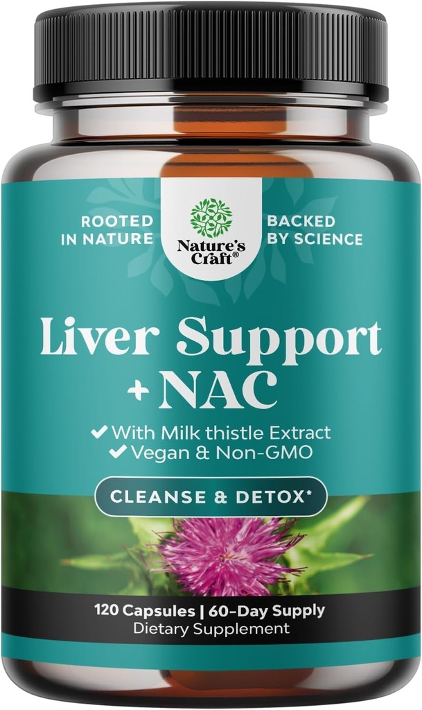 Dukungan untuk NAC Supplemen untuk Liver Cleanse Detox & Repair - N Acetyl Cysteine Clever dengan Antioksidants, Turmeric, Choline, Dandelion & L- Glutathione - 120 Caps