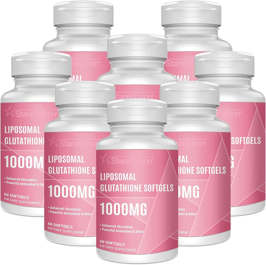 Liposomal Glutathione Softgeels 1500MG, Mengurangi Glutathione Suplement dengan Vitamin C, non-GMO Antioksidant Terkuat untuk Penuaan Healthy, Detox, Kesehatan Ammune, 480 Softgeels