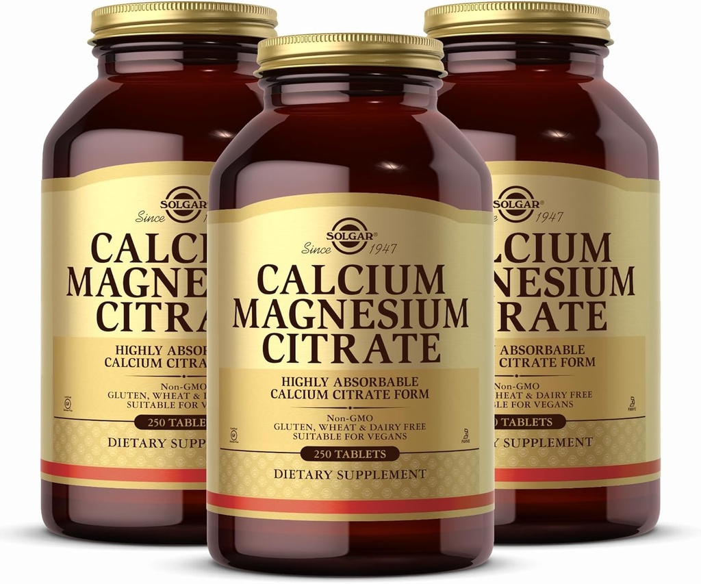 Solgar Calcium Magnesium Citrate, 250 Tablet (Paket 3) - Mendukung Bones & Gigi Sehat - Musculoskeletal & Gugup Sistem Dukungan - Sangat Absorbable - Non-GMO dan Vegan - 150 Total Servings