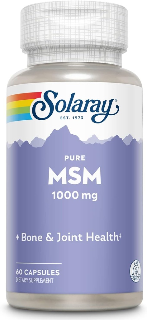 SOLARAY Pure MSM Capsules, 1000 mg, 60 Cacah