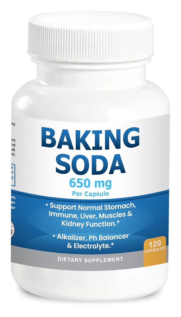 Baking Soda Capsules 650mg Pure Baking Soda Aluminum Free Organic Use.