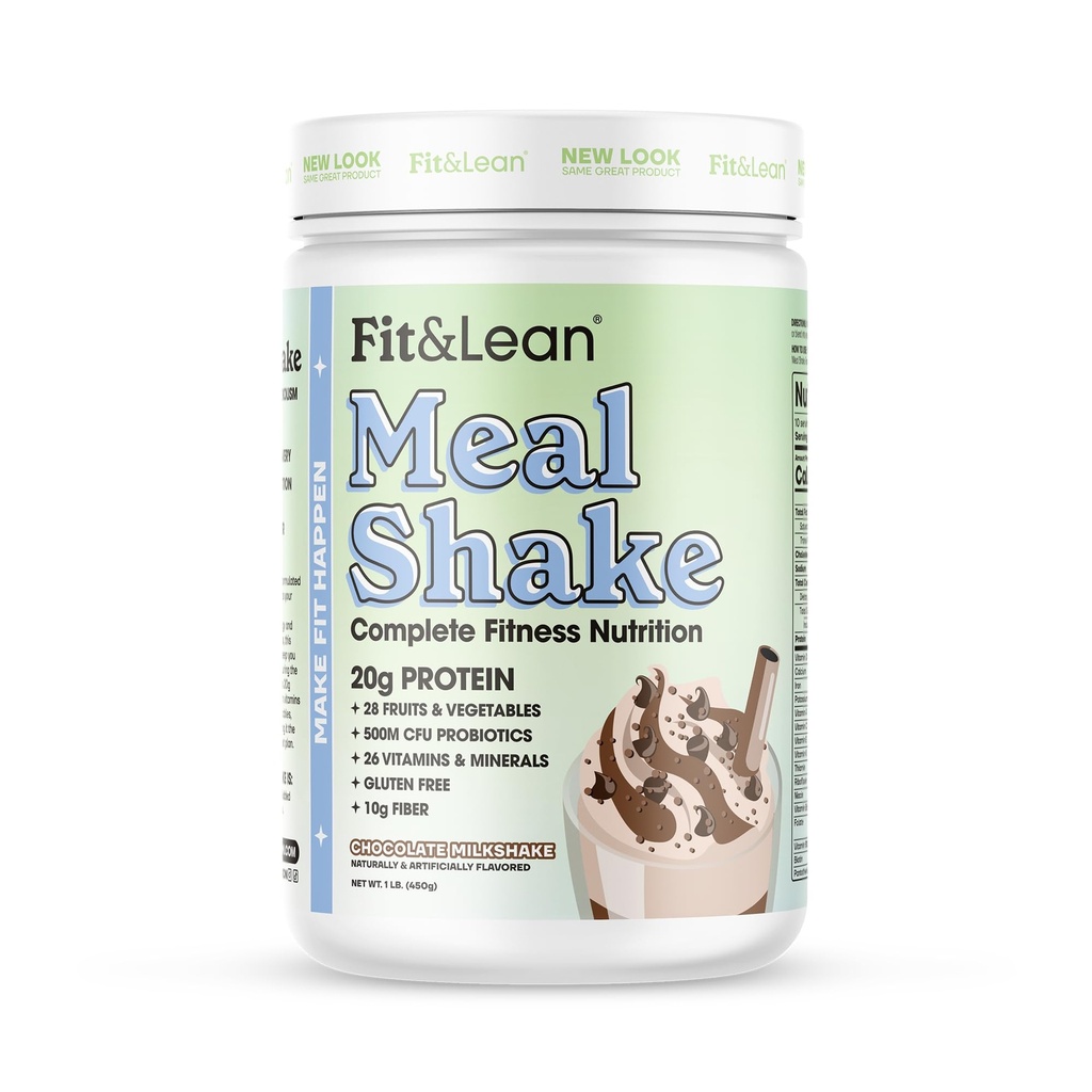 Fit & Lean Meal Shake, Fat Burning Meal Replacement, Protein, Fiber, Probles, Chocolate, 1lb, 10 pelayan Per Container
