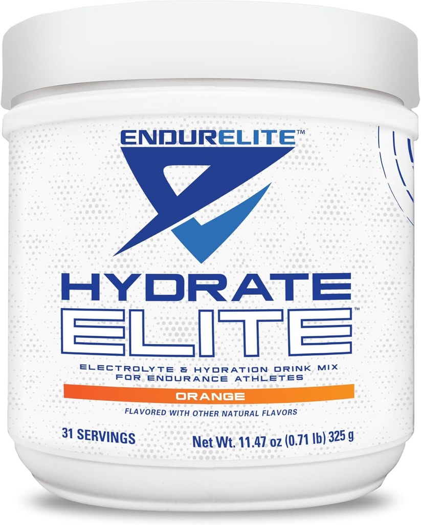 EndurElite Hydrate Elite - Electrolite Powder - Instant Hidration & Electrolite for Endurance Athletes - Hydration Powder Mix - Orange - 31 Servings