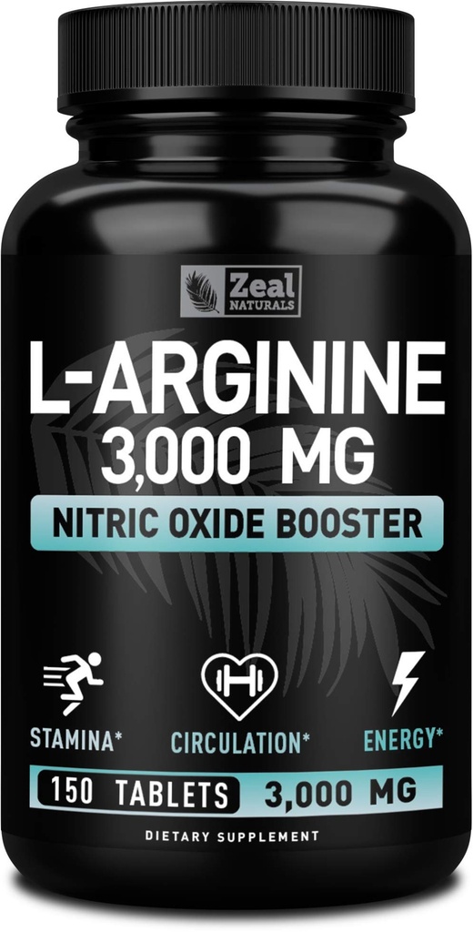 Zeal Nacials L Arginine 3000mg Capsules (150 Tablet 14; 10000mg) Maximum Dose L-Arginine Nitric Oxide Supppports for Supporting Muscle Growth, Vascular Fungsi dan Energi - Nitric Oxide Booster