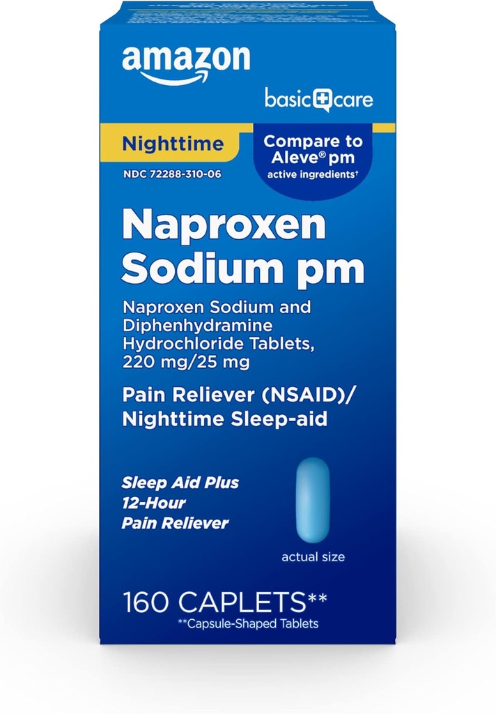 Community Care All Night Pain Relief PM, Naproxen Sodium, 220 mg / Diphenhydrochloride, 25 mg Tablets, Pain Reliever / Nighttime Sleep-Aid, 160 Count