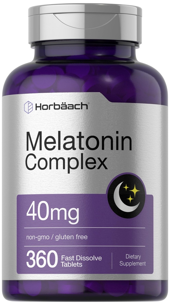 Horbäach Melonach di Kompleks 40mg 124; 360 Fast Dissolve Tablet 124; Pertumbuhan Suplemen Ekstra 124; dengan Chamomile dan Ashwagandha 124; Vegetarian, Non-GMO, Gluten Bebas