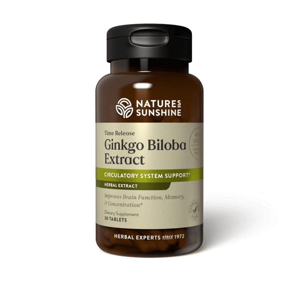 Nature 's Sunshine Time- Release Ginkgo Biloba, 30 Tablet 124; Promoses Circulation to the Brain and Supports Memory and Konsentration Function