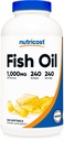 Nutricost Oil Omega 3 Softgels dengan EPA & DHA (10000mg Minyak Ikan, 560mg dari Omega-3), 240 Softgel, Non- GMO, Gluten Bebas.