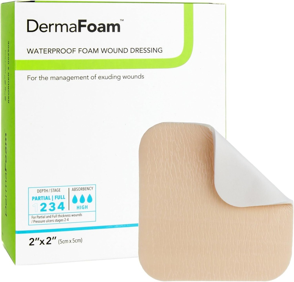 Dermarite Industries Derma Foam Non- Adhesive Foam Dressing, 2x2, 10 Count